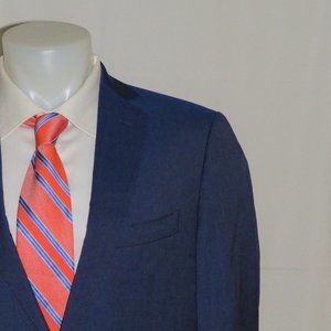 J. Hilburn Custom Made Light Blue Solid Woven Flat Front Two Button Suit 43L NWT